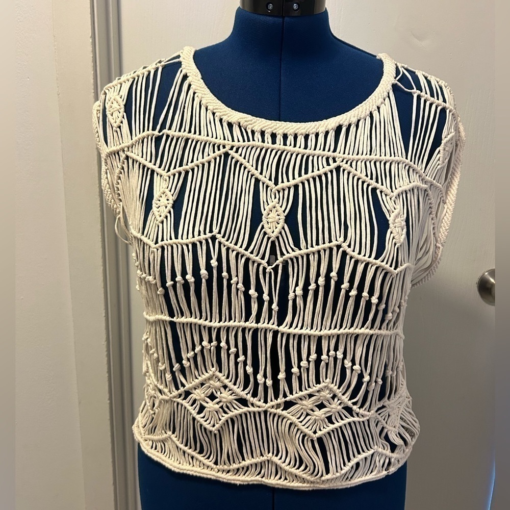 Denim Supply Ralph Lauren Macrame Vest,‎ Size Medium